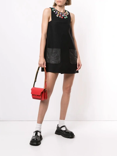 Pre-owned Fendi Bead-embellished A-line Mini Dress In Black