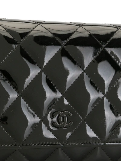 Pre-owned Chanel Varnished Diamond Quilted Woc In Black