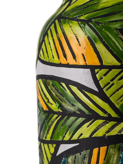 Nuove Forme Tropical Embossed Ceramic Vase In Brown