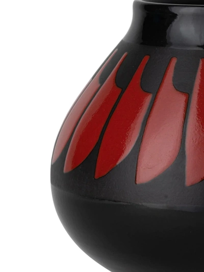 Shop Nuove Forme Feathers Pattern Two-tone Vase In Black