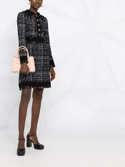 Shop Dolce & Gabbana Tweed Mini Dress In Black