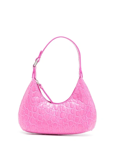 Shop By Far Amber Baby Crocodile Effect Tote In Pink