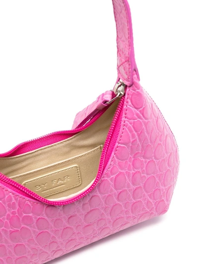 Shop By Far Amber Baby Crocodile Effect Tote In Pink
