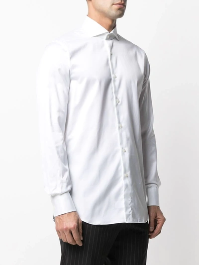 Shop Xacus Spread-collar Long-sleeve Shirt In White