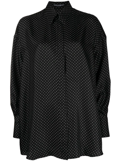 Shop Dolce & Gabbana Oversized Polka-dot Print Blouse In Black