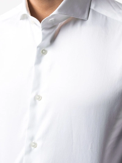 Shop Xacus Spread-collar Long-sleeve Shirt In White