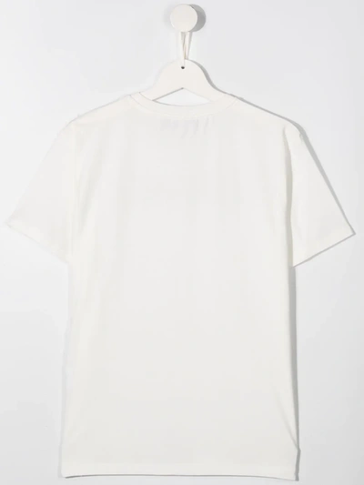 Shop Young Versace Teen Stretch-cotton Logo Embellished T-shirt In White