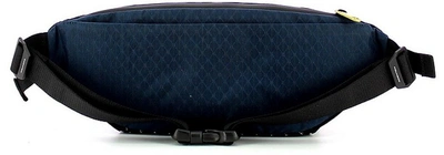 Shop Piquadro Designer Men's Bags Blue Woven Nylon Men's Belt Bag In Bleu