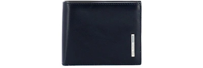 Shop Piquadro Designer Men's Bags Blue Leather Wallet W/removable Id Window And Coin Pocket In Bleu