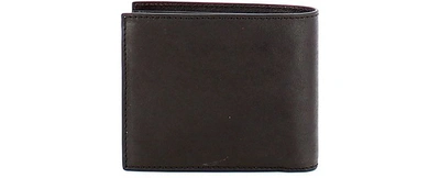 Shop Piquadro Designer Men's Bags Dark Brown Leather Wallet W/zippered Coin Pocket In Marron