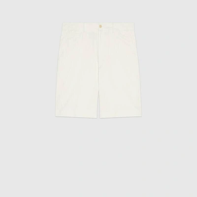 Shop Gucci Cotton Drill Shorts With Patch In White