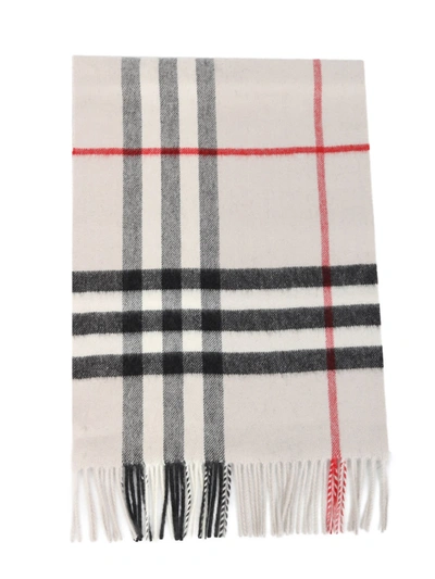 Shop Burberry Cashmere Scarf Tartan In Beige