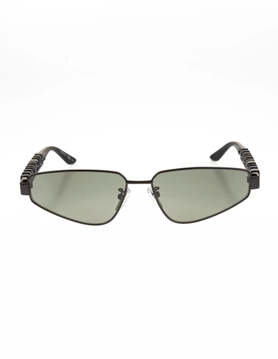 Shop Balenciaga Black Typo Rectangle Sunglasses For Women