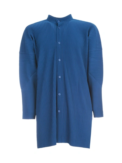 Shop Issey Miyake Plain Shirt W/pockets In Deep Blue