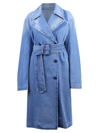 Shop Mm6 Maison Margiela Trench Coat In Blue