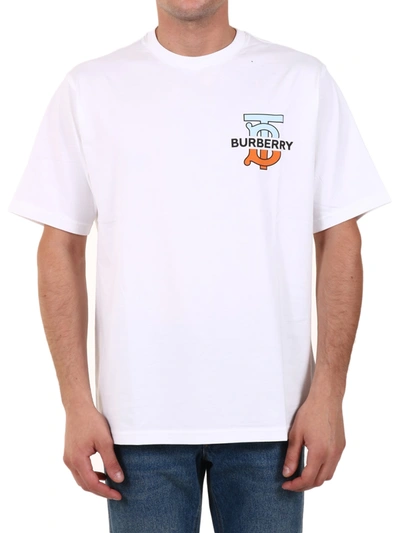 Shop Burberry T-shirt Monogram White