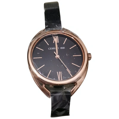 Pre-owned Cerruti 1881 Black Yellow Gold Watch