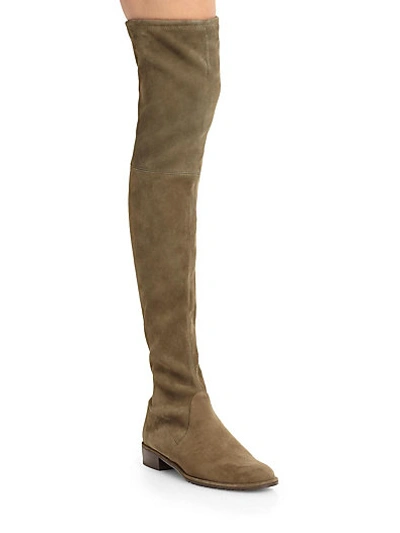 Stuart Weitzman Suede Lace-up Over-the-knee Boots In Loden