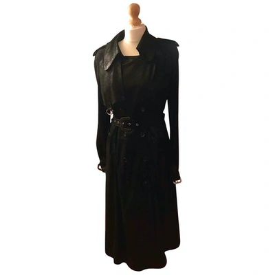 Pre-owned Dior Black Leather Trench Coat