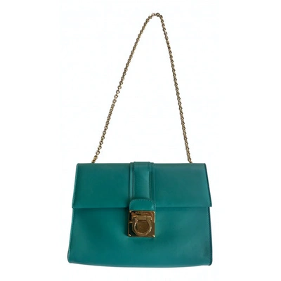 Pre-owned Ferragamo Turquoise Leather Clutch Bag