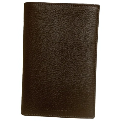 Pre-owned Pineider Leather Card Wallet In Brown