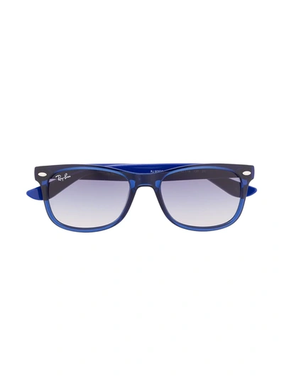 Shop Ray-ban Junior Square Frame Sunglasses In Blue