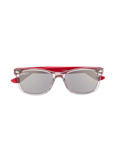 Shop Ray-ban Junior Square Frame Sunglasses In Red
