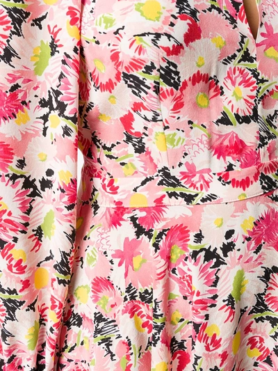 Stella Mccartney Watercolor Floral Print Long-sleeve Asymmetrical Dress In Pink