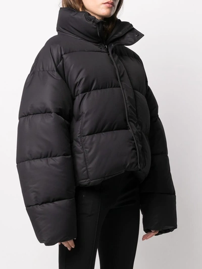 Shop Balenciaga Bb Puffer Jacket In Black