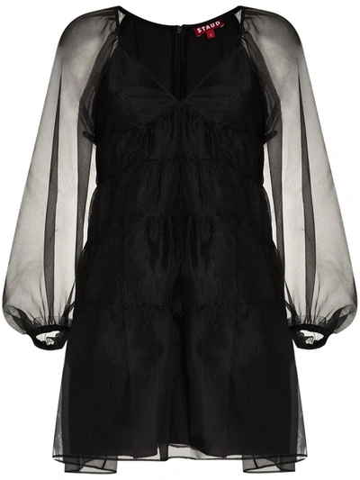 Shop Staud Meadow Sheer Organza Dress In Black