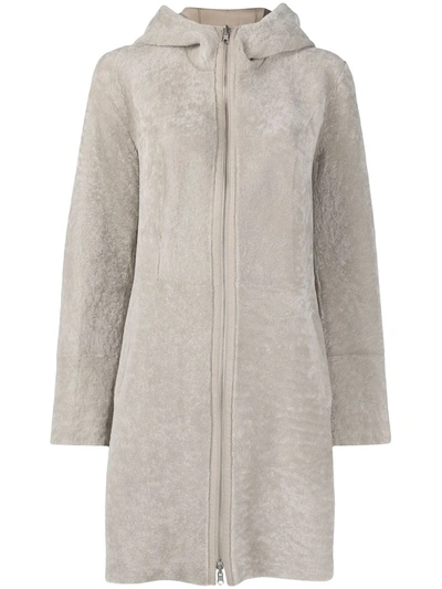 Shop Arma Hooded Fur Coat In Neutrals