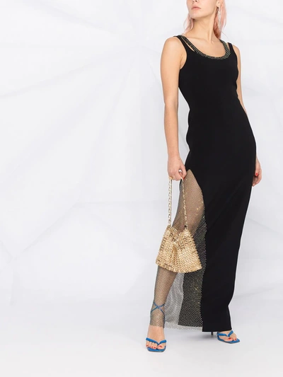Shop David Koma Crystal-slit Dress In Black