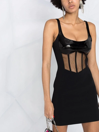 Shop David Koma Sheer Bustier Dress In Black