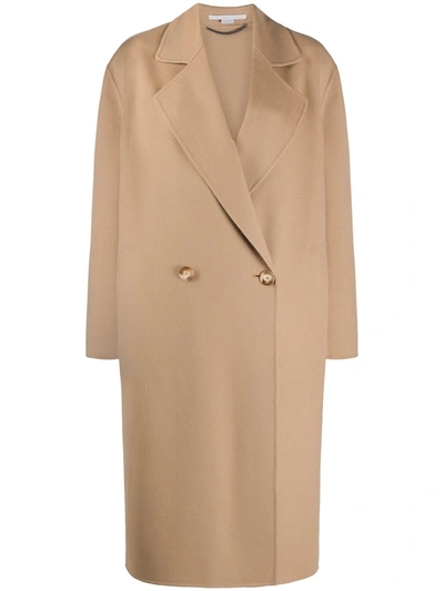 Shop Stella Mccartney Oversized Double-breasted Wool Coat In Brown