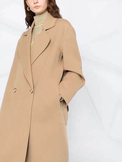 Stella Mccartney Oversized Double-breasted Wool-felt Coat In Brown