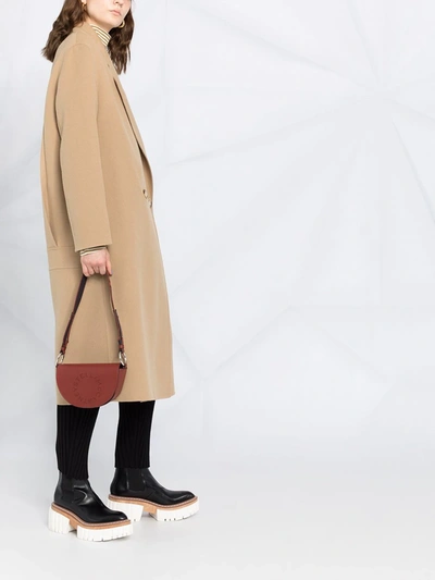 Stella Mccartney Oversized Double-breasted Wool-felt Coat In Brown