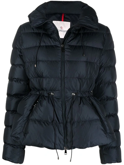 Shop Moncler Belted Puffer Jacket In Blue