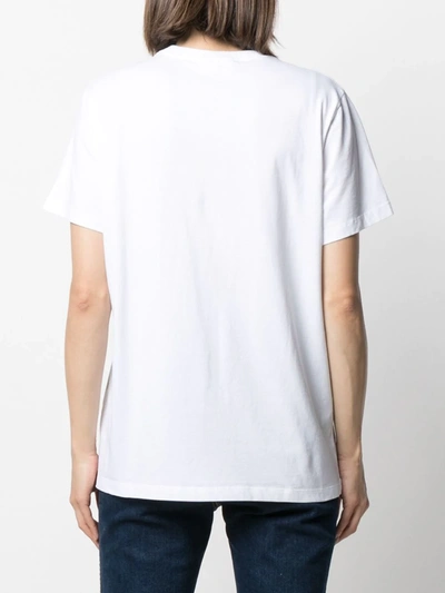 Shop Ganni Kitten-print Organic-cotton T-shirt In White