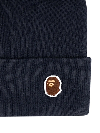 Shop A Bathing Ape Ape Head One Point Knit Cap In Blue