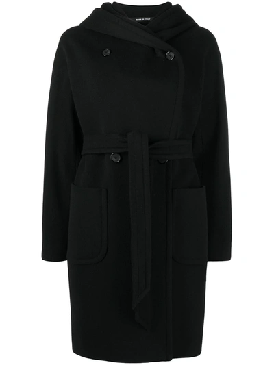 Shop Tagliatore Belted Wrap Coat In Black