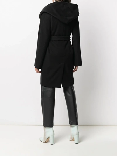 Shop Tagliatore Belted Wrap Coat In Black