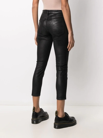 Shop Diesel Wax Coated Skinny Cut Jeans In Black