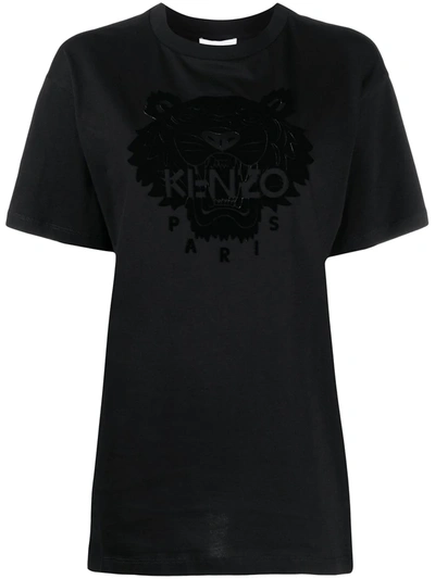 Shop Kenzo Tiger-motif Cotton T-shirt In Black