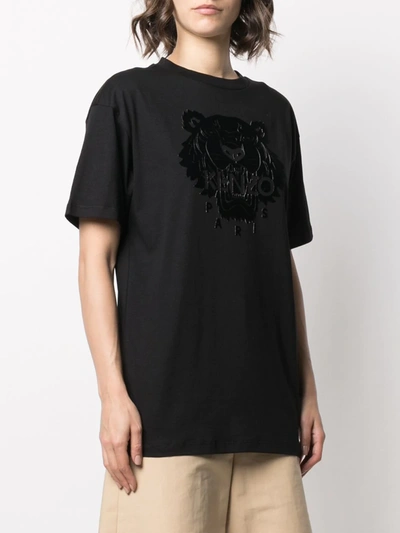 Shop Kenzo Tiger-motif Cotton T-shirt In Black