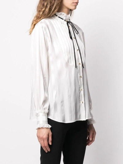Shop Dolce & Gabbana Striped Satin Jacquard Shirt In White