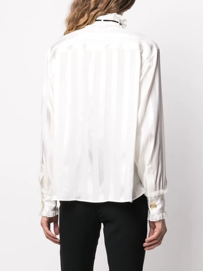 Shop Dolce & Gabbana Striped Satin Jacquard Shirt In White