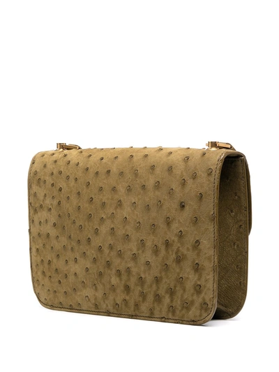 Shop Saint Laurent Carre Textured Shoulder Bag In Green