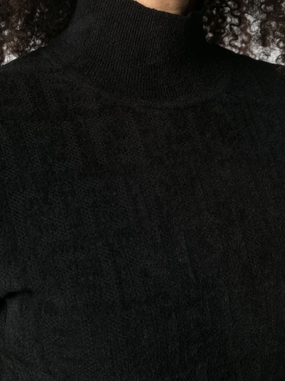 Shop Fendi Ff Jacquard High-neck Jumper In Black