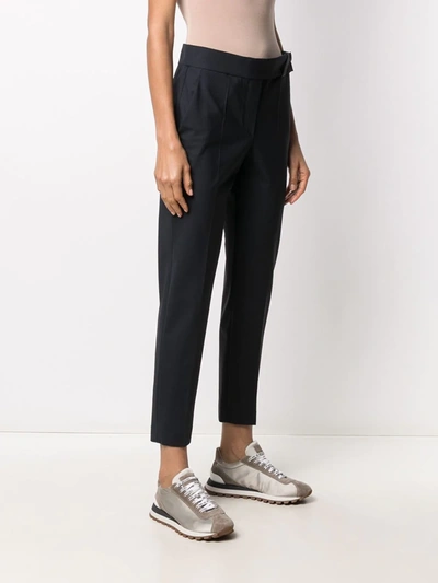 Shop Brunello Cucinelli High-waisted Cropped Trousers In Blue