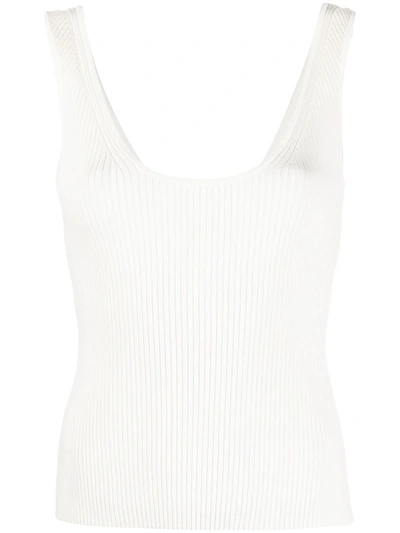 Shop Zimmermann Ribbed-knit Sleeveless Vest Top In White